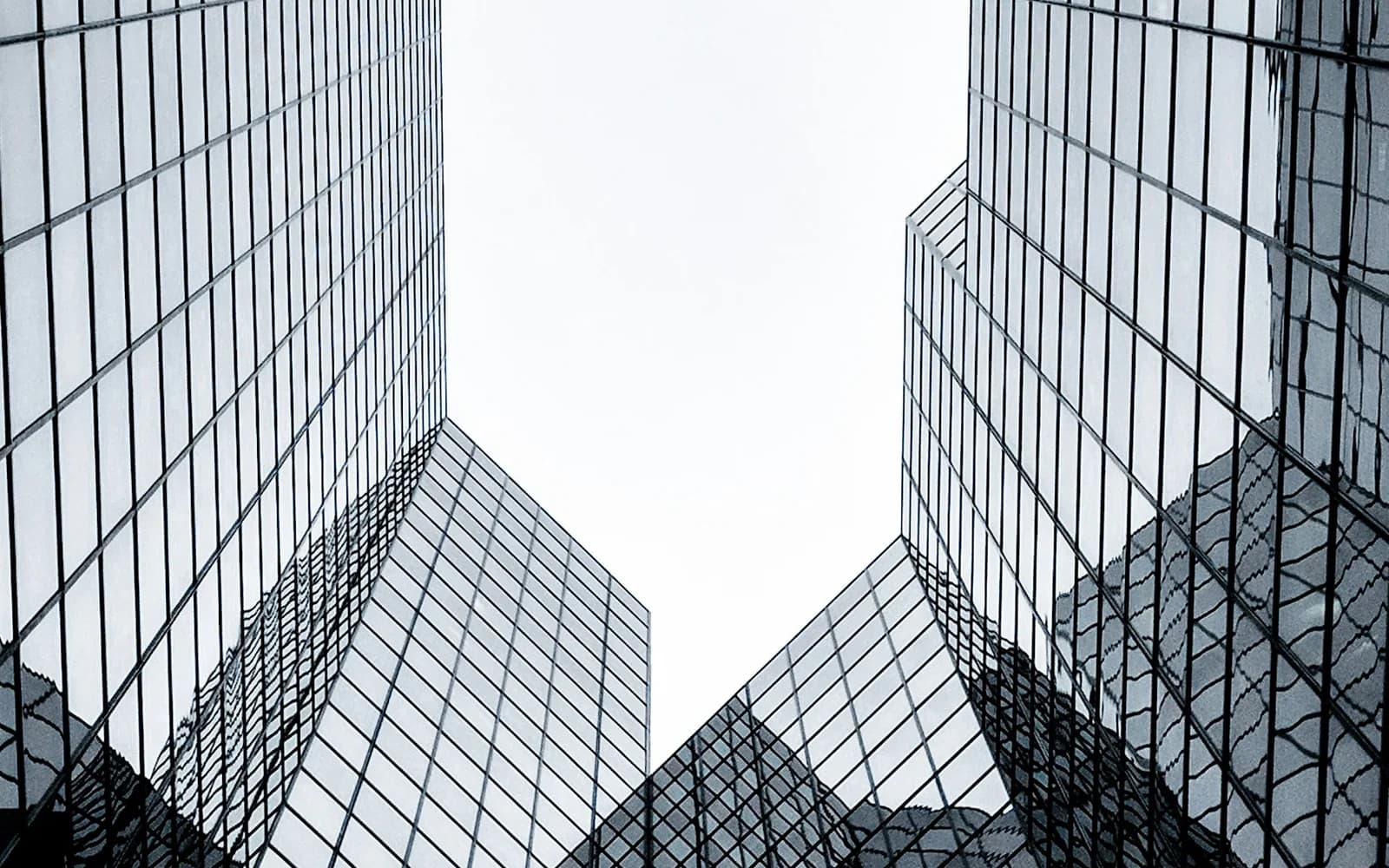 Geometric glass facades of modern corporate towers
